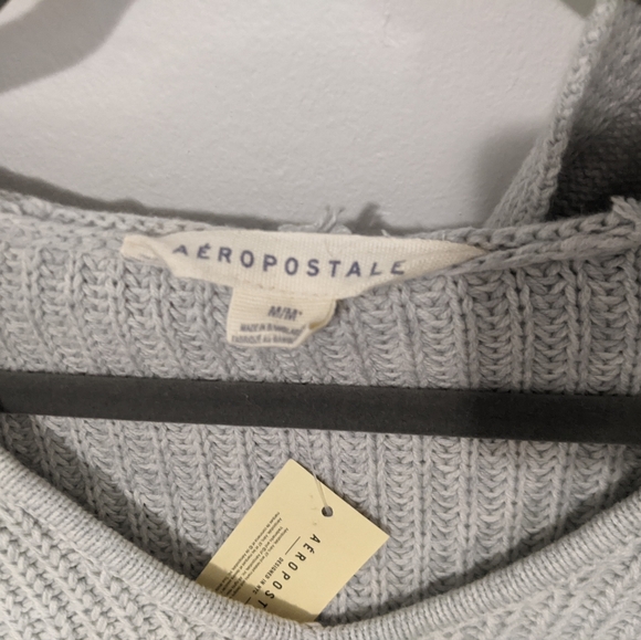 Aeropostale Cropped Knitted Hoodie Sweater Top - Picture 3 of 6